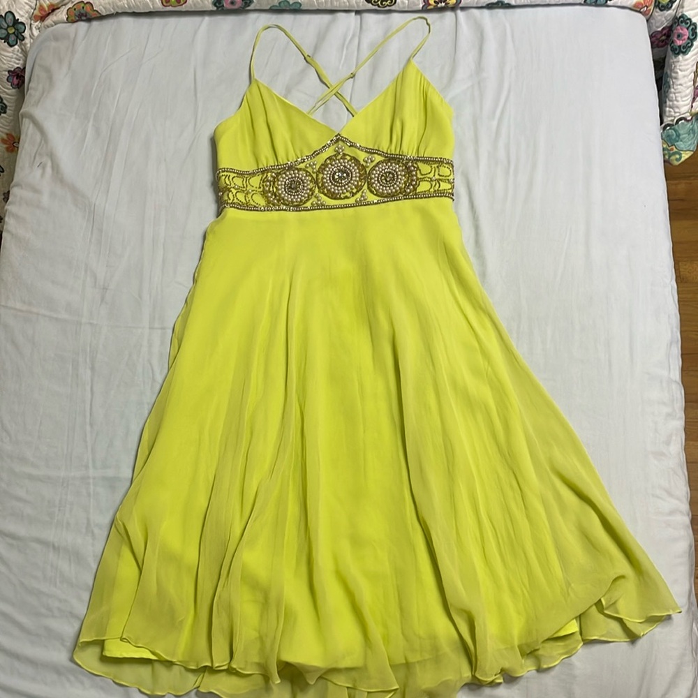 Betsey Johnson Silk Lime green Cocktail Dress
